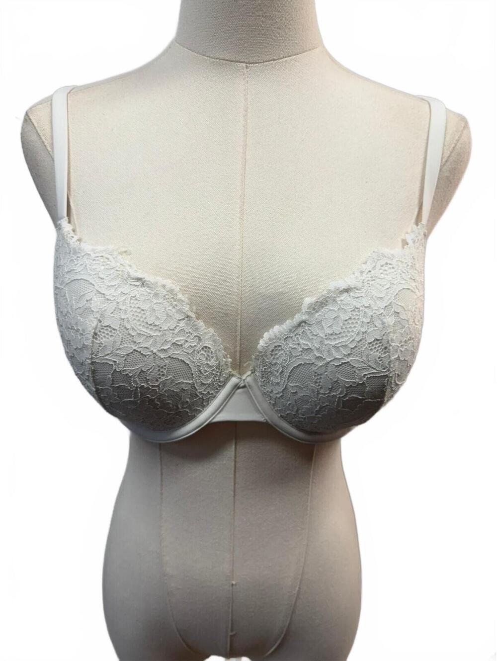 EUC SKIMS Fits Everybody Lace Push-Up Demi Bra Snow 36C